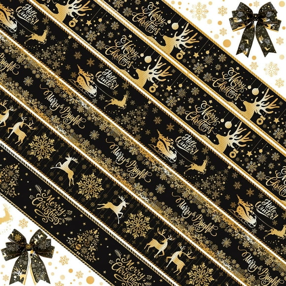 Cinta decorativa Yuxung, 6 rollos, 4,5 m, color negro champán, alambrada