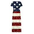 thumbnail image 4 of Cmfcve Women’s 4th of July Patriotic Dress Short Sleeve Round Neck Independence Day Maxi Dresses Flowy A-Line Vacation Dress with Pockets, 4 of 5