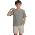 thumbnail image 4 of ITSAME Boys T-Shirts, Loose Fit Short Sleeve with Pocket Summer Casual Stylish Button Down Tees Gray 13-14T, 4 of 9