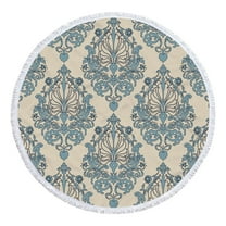 SDJMa Round Vintage Pattern Print Microfiber Beach Towels, 60" Oversized Sand Free Beach Towel, Super Absorbent Fast Dry Circle Swim Pool Yoga Mat, Wall Hanging Boho Decor with Tassels
