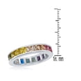 thumbnail image 4 of Sterling Silver or Gold Plated Channel-Set Rainbow CZ Eternity Band Ring, 4 of 5