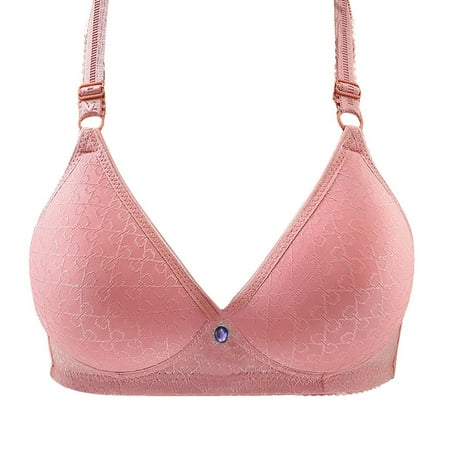 Womens Seamless Bras Embriodery No Underwire Comfortable Push Up Full Coverage Wireless Bralette Everyday Bra Pink 40 C