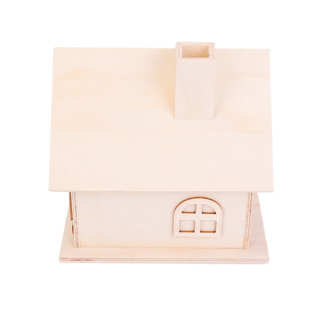 Caja de almacenamiento decorativa LOVE, contenedor de madera para pintar, dinero, dulces (casa de madera contrachapada LOVE)