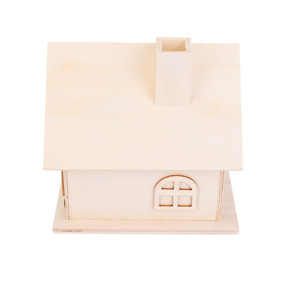 LOVE Decorative Storage Box Wooden House Painting Container Desktop Money Candy Wood Box (LOVE Plywood House)