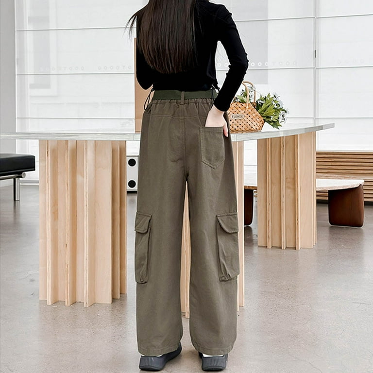 XXWXYD Clearence Girls Streetwear Denim Cargo Pants High Waist