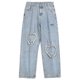 thumbnail image 1 of Street Splash Ink Jeans Hombres Pierna recta suelta Personalidad Pantalones viejos Amor Pantalones de pierna recta Pompotops oipoqjl23888, 1 of 1