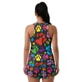 thumbnail image 2 of Xoenoiee Colorful Dog Paw Print Plus Size Tankini Swimsuit for Women Two Piece Tummy Control Bathing Suit Blouson Racerback Tankini Top with Shorts, 2XL, 2 of 7