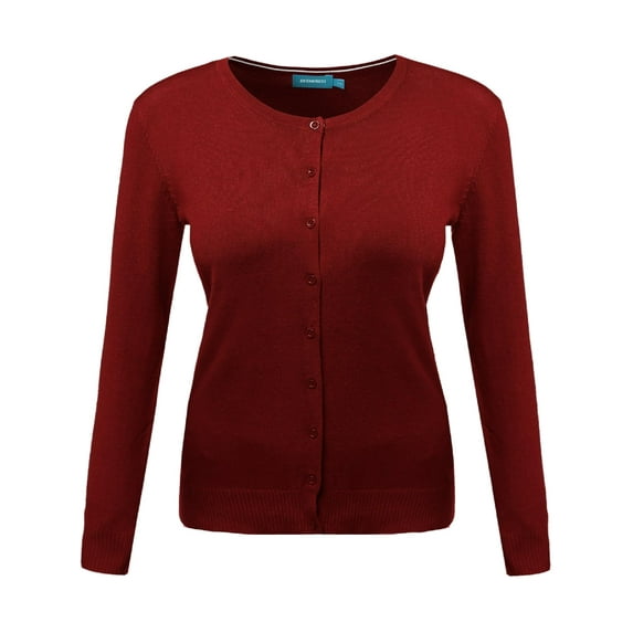 FashionOutfit Women's Plus Size Basic Solid Button Down Long Sleeves Cardigan