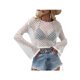 thumbnail image 1 of Txlixc Prendas de Punto de Lana para Mujer, Jersey de Punto de Manga Larga con Cuello Redondo de Malla de Color sólido para Damas, 5 Colores Txlixc Estilo de ocio, 1 of 8
