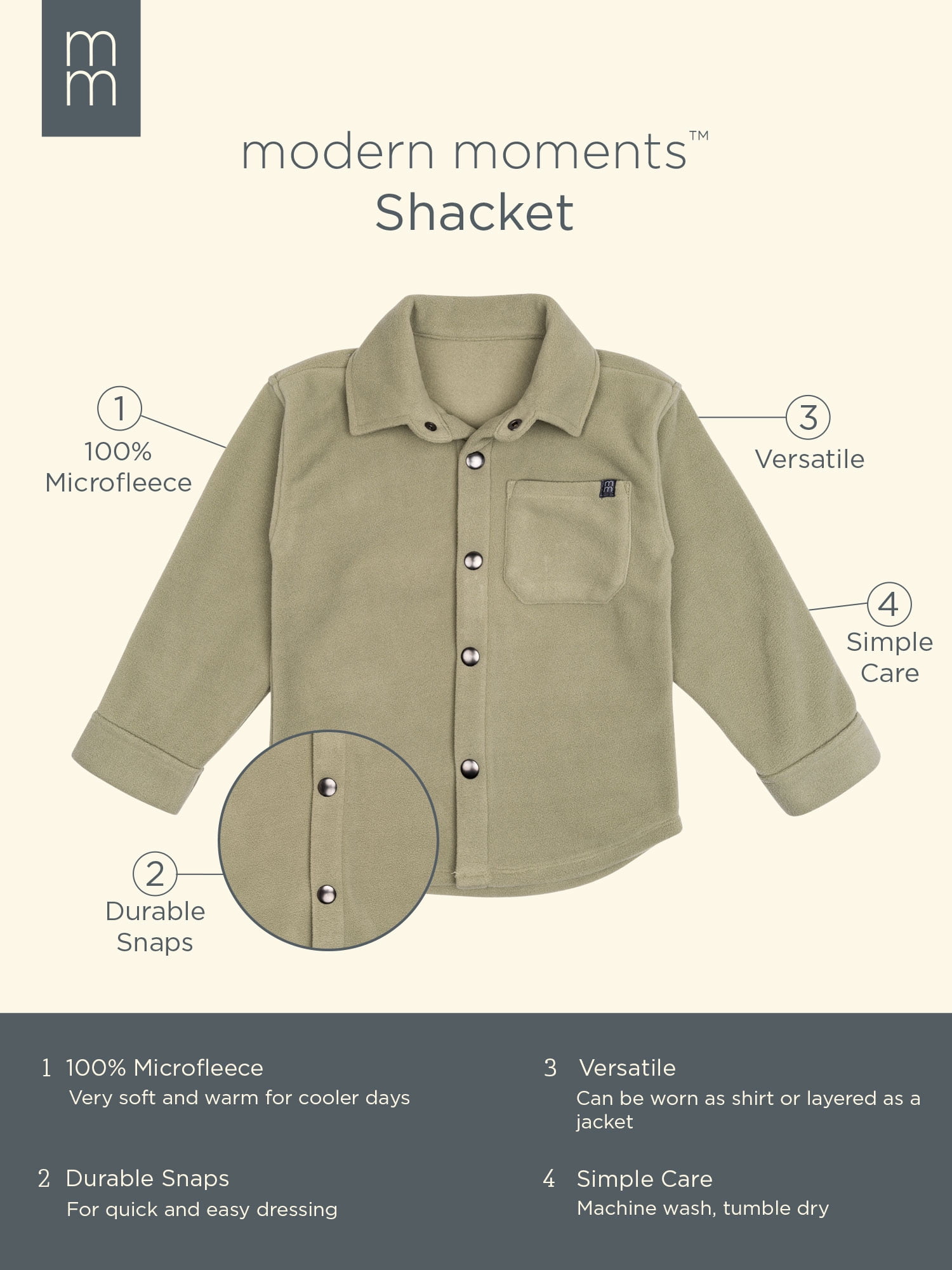 Modern Moments by Gerber Toddler Boy Shacket, Sizes 12M-5T