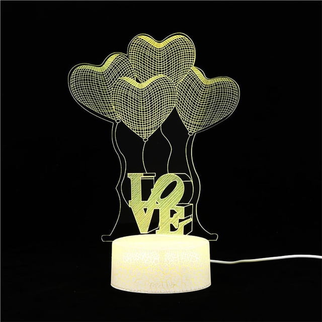 Lámpara De Corazón De Amor Con Holograma 3D, Globo En Forma De Corazón, Luz Nocturna Acrílica Eigraketly HA025288-02