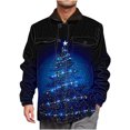 thumbnail image 6 of Aueoeo Men's Winter Warm Jacket Christmas Tree Print Coat Fleece Lined Sherpa Zip Up Down Jackets With Pockets Blue X-Large, 6 of 8