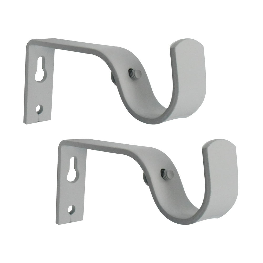 Curtain Rod Brackets, White, Set of 2, Premium Steel Cafe Rod Bracket