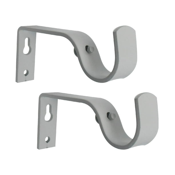 Curtain Rod Brackets, White, Set of 2, Premium Steel Cafe Rod Bracket