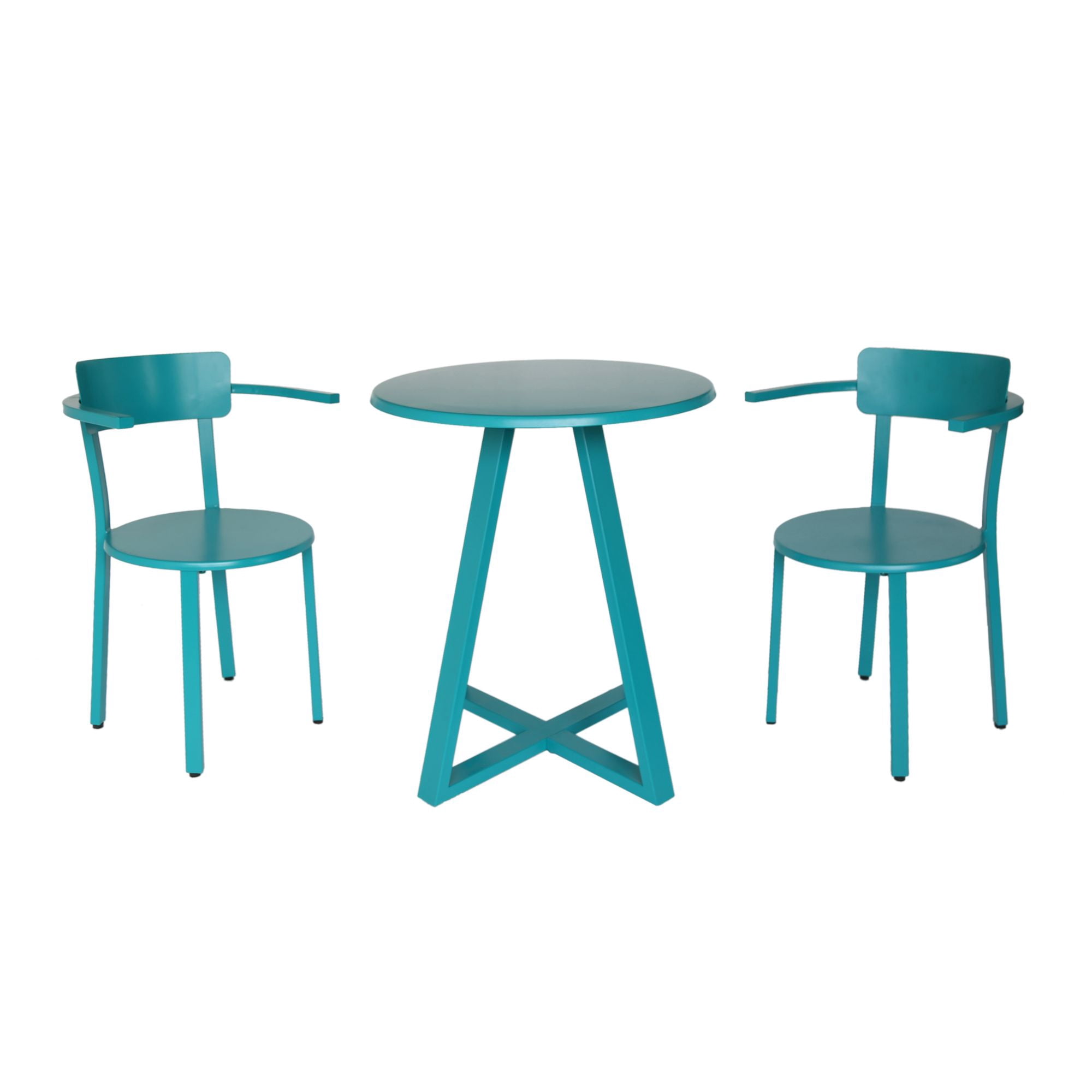 3 Piece Matte Teal Blue Finish Outdoor Furniture Patio Bistro Set Walmart Com Walmart Com