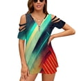 thumbnail image 1 of Neon Geometry Ruffle Short Sleeve T-Shirt V Neck Shirts Pattern Cute Tops Casual Tee Neon Neonlights Love Neonsigns Neonsign, 1 of 4
