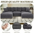 thumbnail image 4 of MOONMISS 122" Large Modular Sectional Corduroy Sofa with Adjustable Headrests, Comfy L-Shaped Cloud Couch, Modern Living Room Furniture Reclining Couches,Sofas Simple Assembly,Gray, 4 of 6