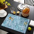 thumbnail image 3 of Light Blue Teal Placemats Set of 8, Retro Botanical Abstract Art Placemats for Dining Table, Place Mats for Kitchen Tabletop, Waterproof Wipeable Dining Table Mats Set, 3 of 9