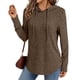 thumbnail image 2 of Sudadera con Capucha de Punto Acanalado Suave para Mujer, Suéter de Larga, Sudadera Ligera y Acogedora para Otoño. Marrón L, 2 of 6