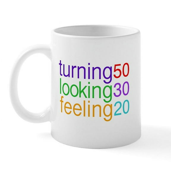 CafePress - Turning 50 Looking 30 Mug - 11 oz Ceramic Mug - Novelty Coffee Tea Cup