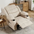 thumbnail image 4 of JONPONY Massage Rocker Recliner Chair with Vibration Massage and Heat for Living Room Swivel Recliner Chair with Rocking Function and 2 Cup Holders, Side Pocket, USB Charge Port,Beige, 4 of 9