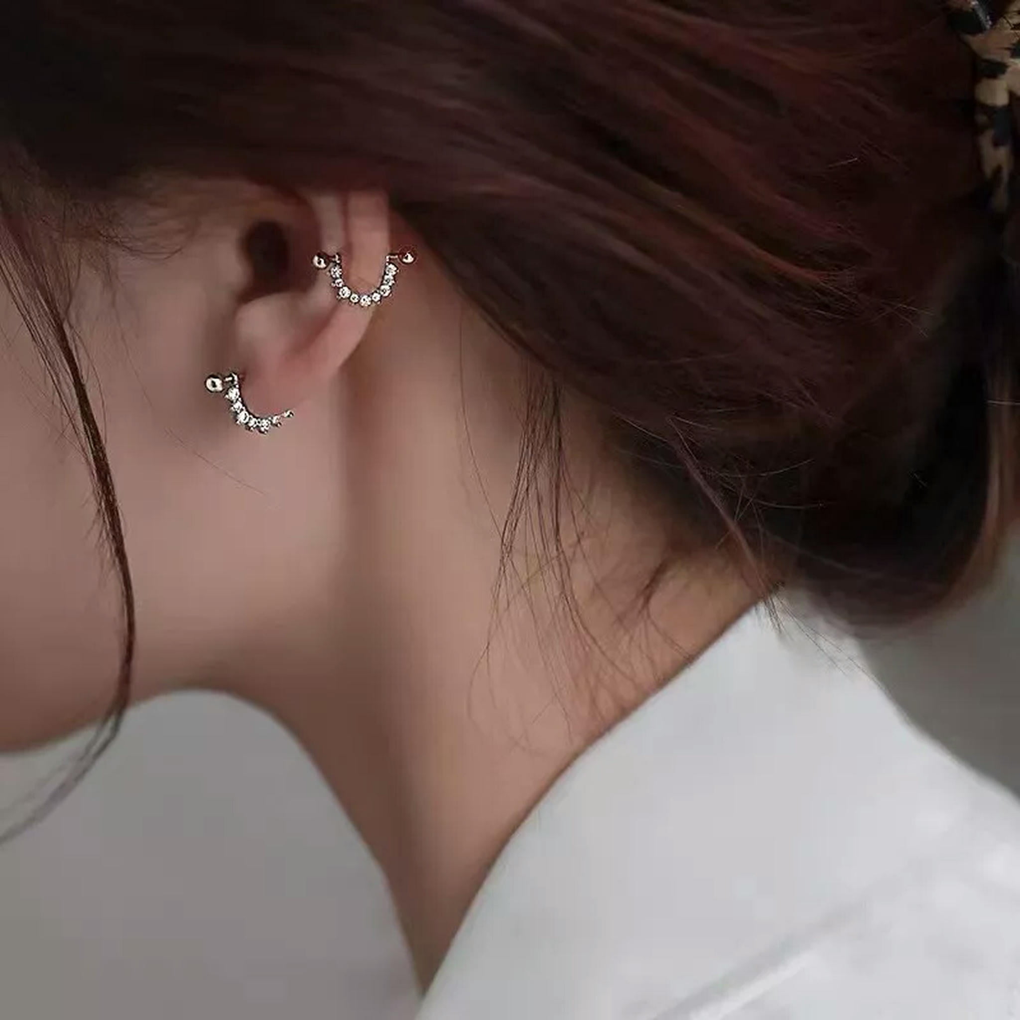 HOOUN Women 925 Sterling Silver CZ Huggie Hoop Screw Back Stud Earrings Trendy Jewelry