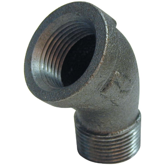 Mueller Industries Elbow Pipe Fitting - Malleable Iron, Black, 3/4 In. FIP x 3/4 In. MIP, 45 Deg
