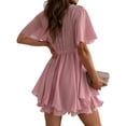 thumbnail image 3 of Keeccty Sexy V-Neck Sashes Ruffle Hem Chiffon Dress For Women, 3 of 7