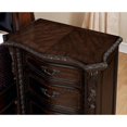 thumbnail image 3 of Miekor Furniture Formal Traditional Nightstand Only Brown Cherry Solid wood 3-Drawers Intricate Accents Glides Bronze Hanging Pulls Bedroom Furniture W5U600, 3 of 9