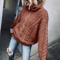 thumbnail image 2 of VISALY High Neck Sweaters Crochet Sweaters Womens Turtleneck Sweaters Long Sleeve Pullover Cable Knit Sweaters Soft Jumper Chunky Sweaters Women Pullover Sweaters Comfy Sweaters Coffee S, 2 of 4