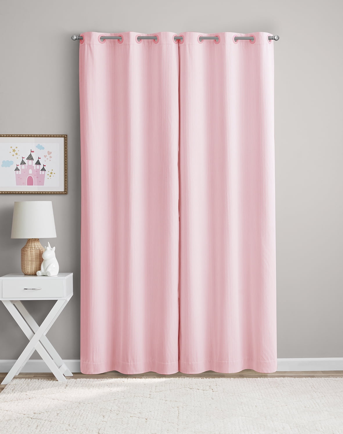 (2 pack) Your Zone Corduroy Blackout Grommet Curtain Panel,1 Panel, Pink Starlight, 38"W x 84"L