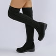 thumbnail image 6 of Knee High Boots Women Knit Flat Heel Mid Calf Knee High Booties Pull On 2025 Trendy Stretchy Round Toe Winter Boots, 6 of 9
