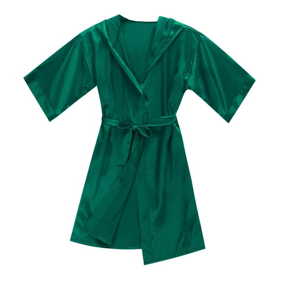 Girls Robe Kids Boys Girls Silk Satin Hooded Bathrobe Kimono Robes Nightgown Sleepwear Clothes for Girl 10-12