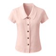 thumbnail image 5 of Summer Sales Womens Summer Tops Going‑Out Button‑Down Short Sleeve Loose‑Fit Casual Blouse Shirts for Women, 5 of 5