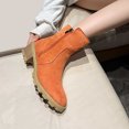 thumbnail image 6 of Nrmvnmi Women's Middle Heels Ankle Boots Closed Toe Vintage Chunky Mid-Heel Trendy Faux Suede Round Toe Ankle Boots Orange Mothers Day Gifts, 6 of 8