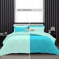 thumbnail image 3 of DNG Creations 3 Piece Reversible Diamond Pattern Comforter ( Aqua-Blue/Turquoise Blue Colour ) 550 GSM All - Season 100% Egyptian Cotton, 800 TC - Oversized King - Size, 3 of 7