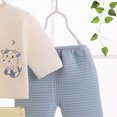 thumbnail image 4 of CAUYDY Infant Boys Outfits Preemie Girls Clothes Unisex Newborn Sleepers Long Sleeved Shirt Hat Pants Bib Bellyband 7Pcs Comfy Set Fall Winter Sizes 0-3 Months,Sky Blue, 4 of 5