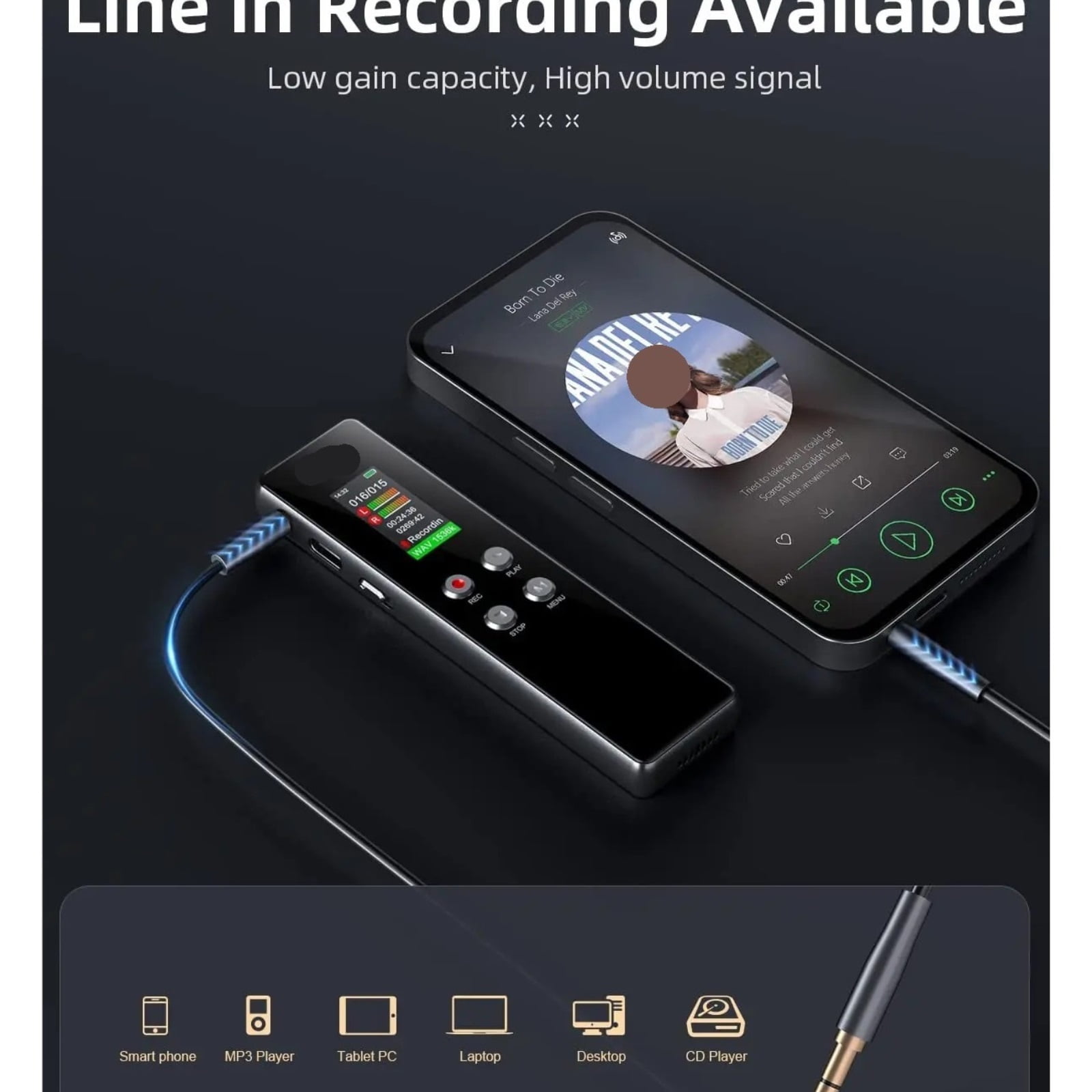 Digital Voice Recorder Dictaphone, Voice-Activated with Replay for Meetings and Presentations