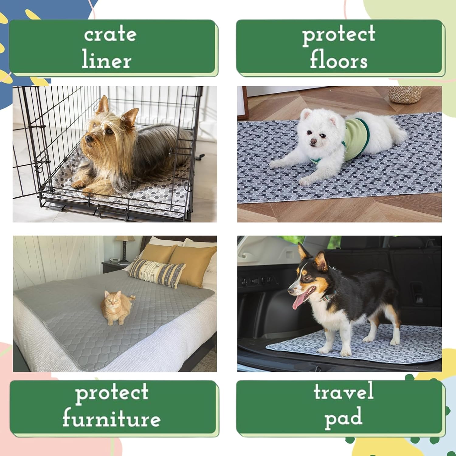 Caldwell's Pet Supply Co. 30x36 Washable Pee Pads for Dogs, Medium Dog Mats (Set of 2)