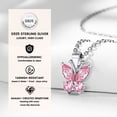 thumbnail image 5 of Bestyle Sparkle Butterfly Necklace Women Pure Sterling Silver October Birthstone Tourmaline Pendant Birthday Mother's Day Gifts for Wife Mom Daughter, 5 of 9