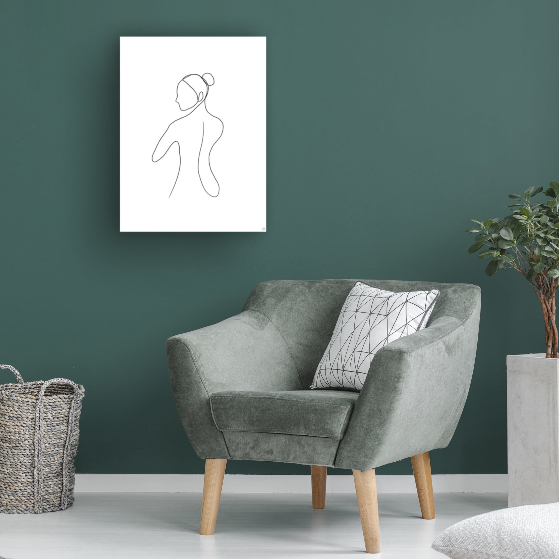 Canvas Wall Art - Line and Brush 'Line Female Back 3' Wall Art for Living Room, Bedroom, or Office Décor by Trademark Fine Art - 14 x 19 Inches