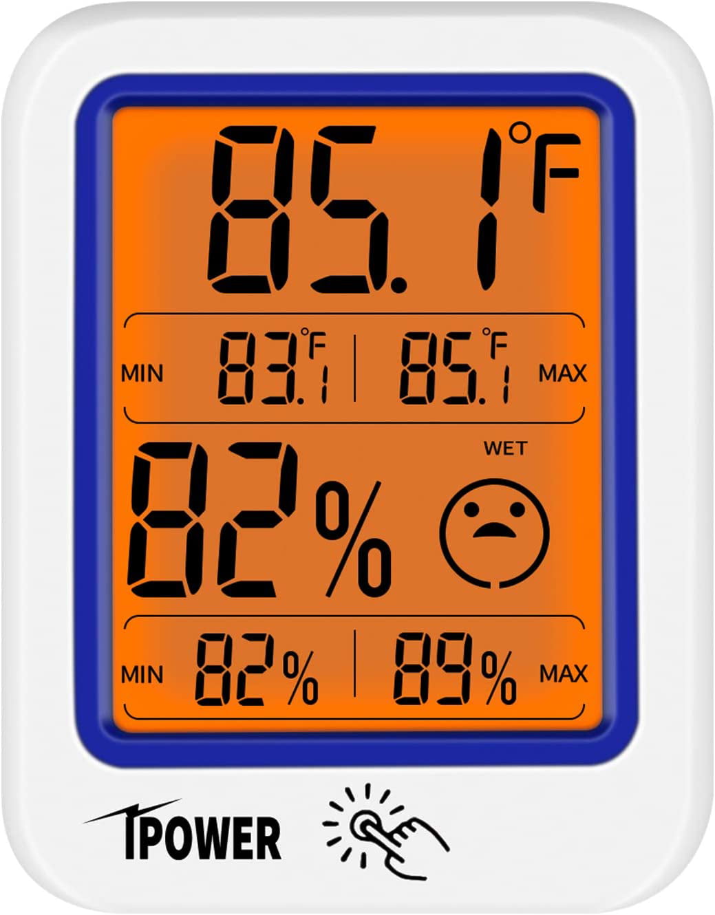 Indoor Outdoor Thermometer Humidity with Touchscreen and Backlight Greenhouse Office Temperature with Large LCD Screen ORIA Digital Wireless Hygrometer Min and Max Records for Home 
