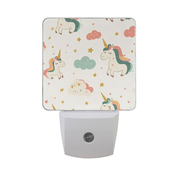 Pastel Style Stars Unicorns Clouds Cartoon LED Night Light with Smart Sensor Plug Into Wall Dusk to Dawn 2 packs