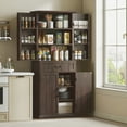 thumbnail image 2 of HOMCOM Farmhouse Kitchen Pantry Cabinet with Light, Storage Cabinet, Brown, 2 of 10