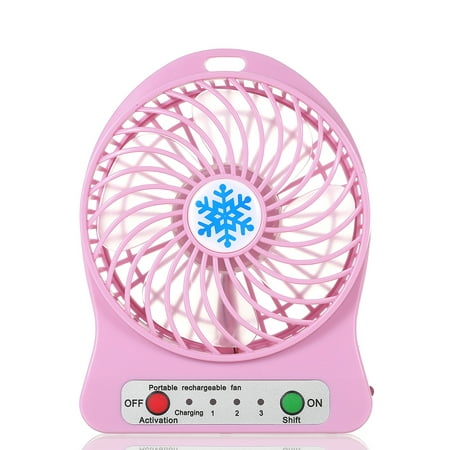 

Portable Rechargeable LED Light Fan Mini Desk USB Charging Air Cooler 3 Mode Speed Regulation LED Lighting Function Cooling (Pink)