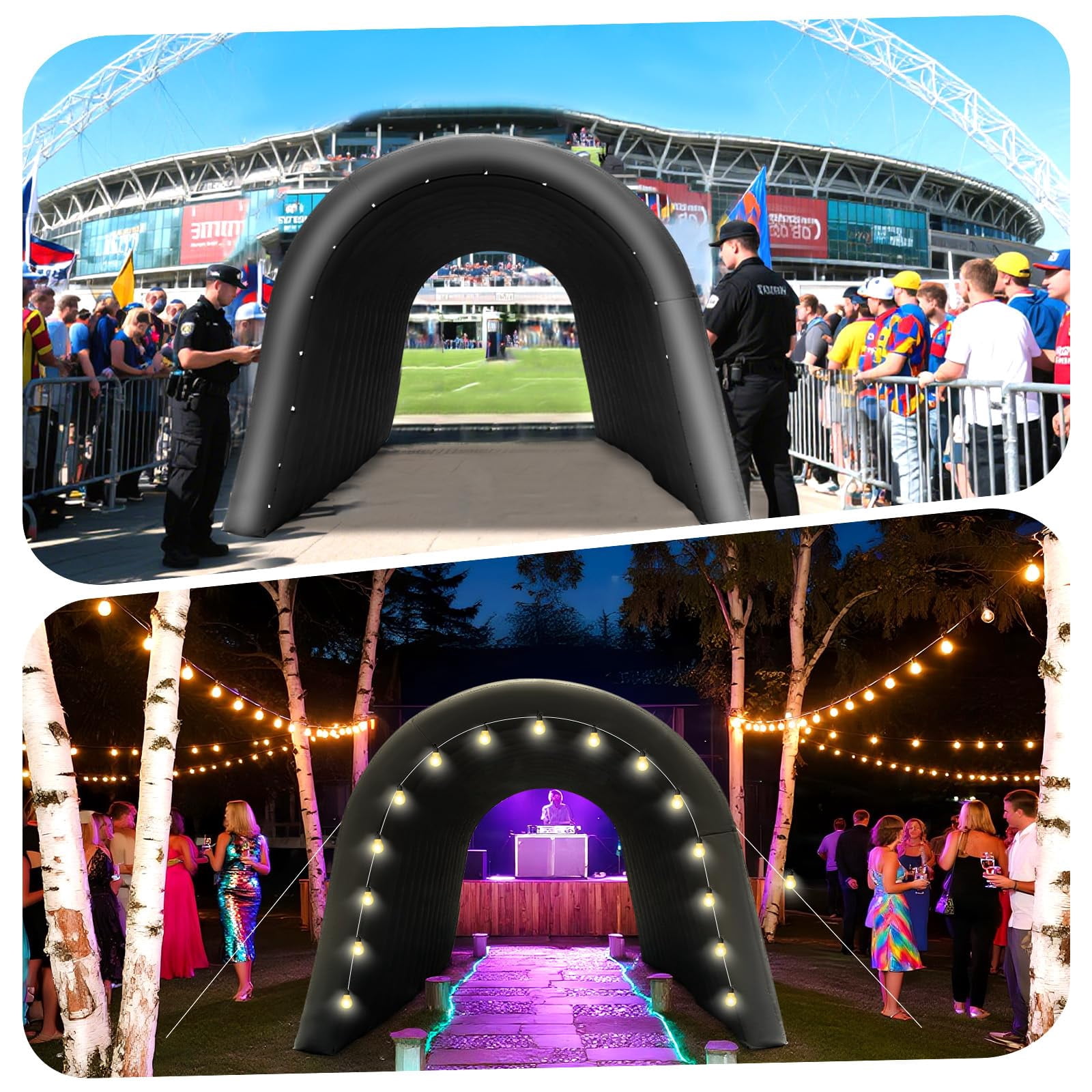 Inflatable Sports Tunnel Entrance 16x10x10FT Black, Built-in Blower – Event Inflatable Tunnel Tent for Team Intros, Business Promotion, Trade Shows, Advertising & Exhibitions