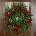 thumbnail image 3 of Northlight Pine with Ornaments and Berries Artificial Christmas Wreath - 24" - Unlit, 3 of 9