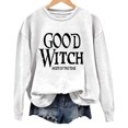 thumbnail image 4 of Certgust Mock Neck Sweatshirt Women Under $10 Womens Good Witch Most Of The Time Lettered Halloween Print Pullover Neck Sweatshirt, 4 of 4