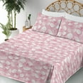 thumbnail image 3 of Ambesonne Floral Design Fitted & Flat Sheet with Shams 4 Pcs Set, Simple Dreamy Petals, Queen, Pastel Pink Pale Rose, 3 of 5