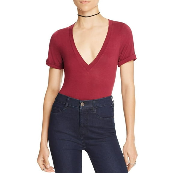 Free People Womens V-Neck Stretch Bodysuit
